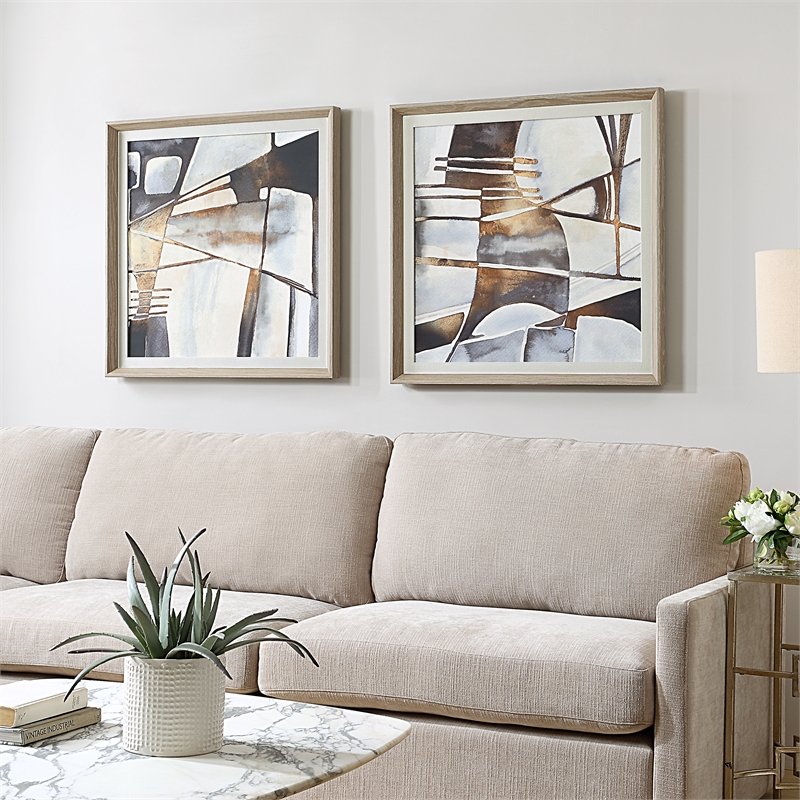 Uttermost Vetrina Framed Abstract Prints in Black (Set of 2)