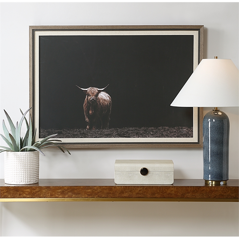 Uttermost King Of The Hill Framed Bovine Print in Black