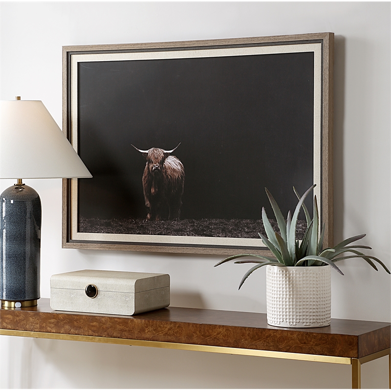 Uttermost King Of The Hill Framed Bovine Print in Black