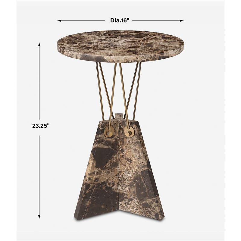 Uttermost Levitate Marble Accent Table in Brown