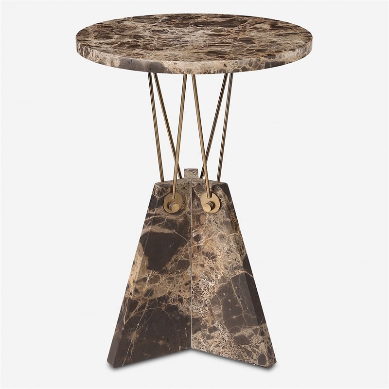 Uttermost Levitate Marble Accent Table in Brown