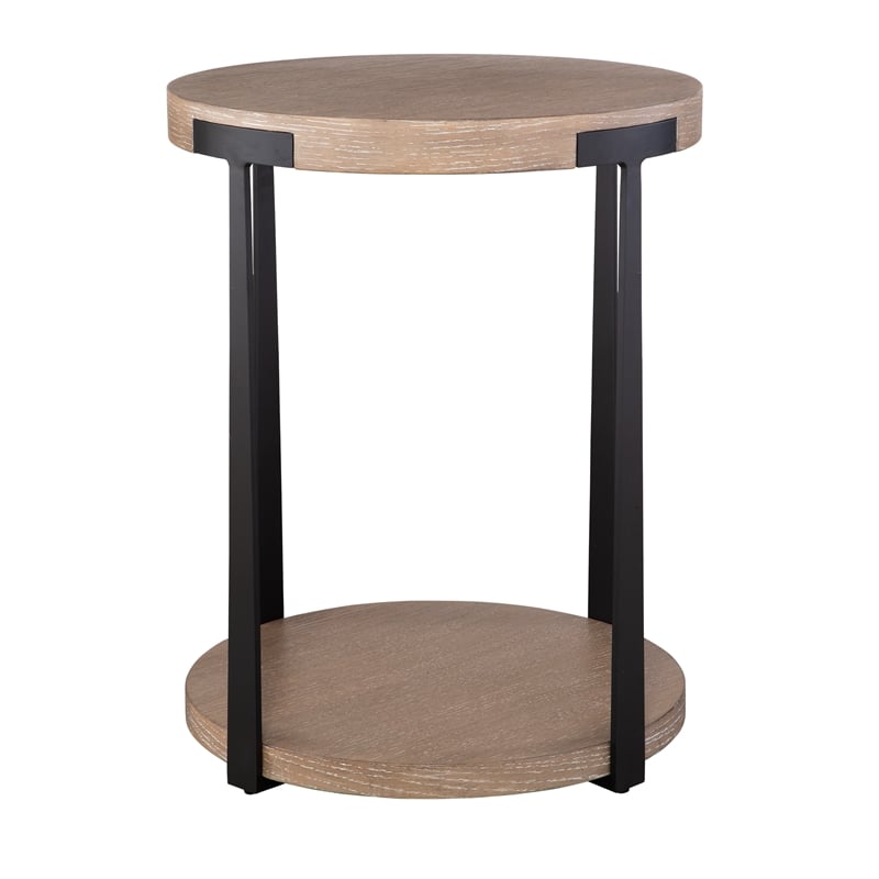 Uttermost Palisade Natural Round Side Table in Oak