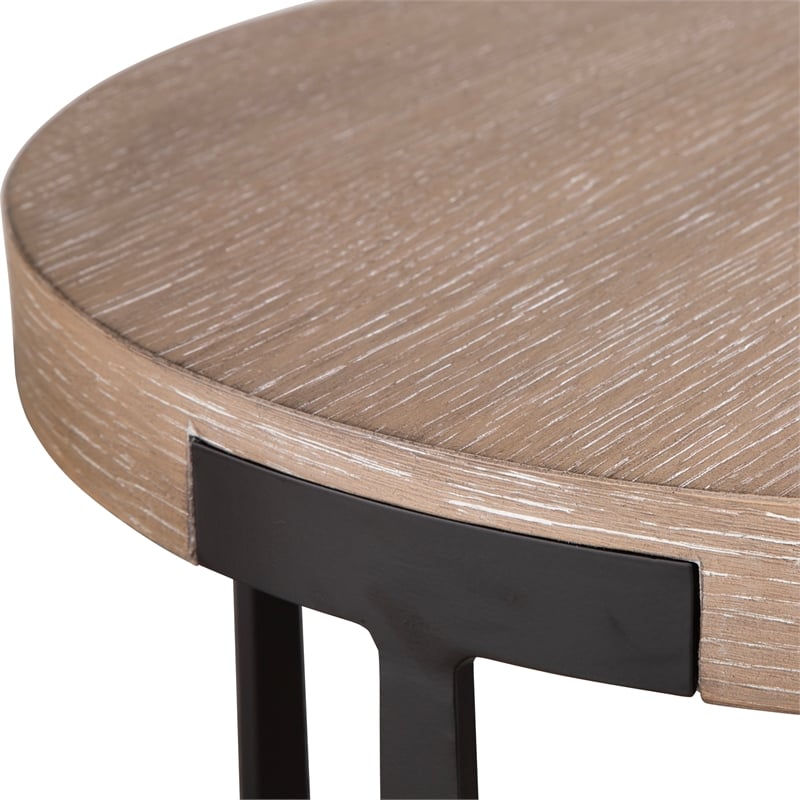 Uttermost Palisade Natural Round Side Table in Oak