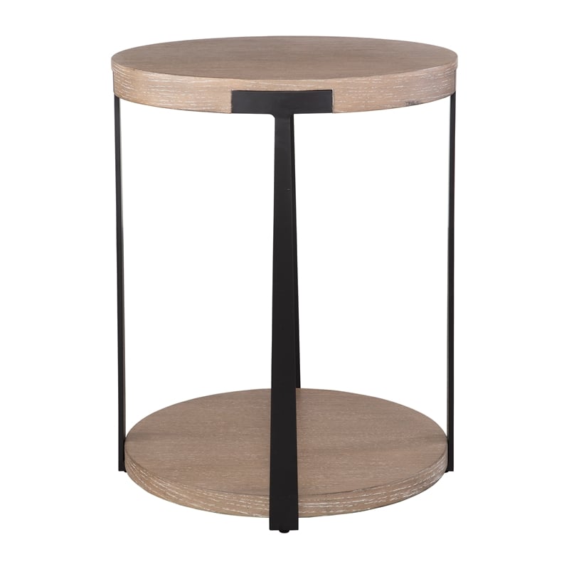 Uttermost Palisade Natural Round Side Table in Oak