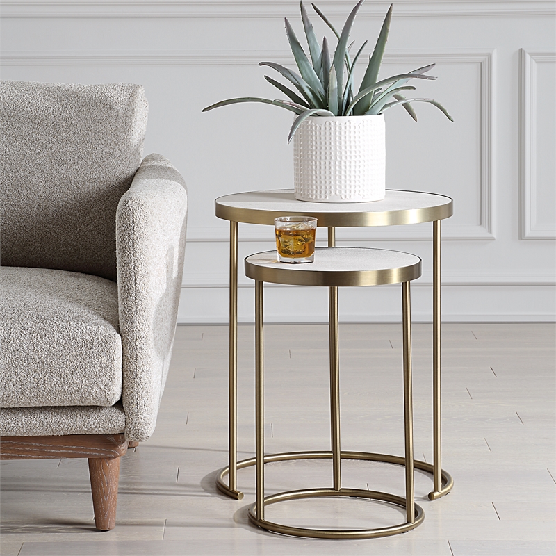 Uttermost Aragon White Nesting Tables Set of 2