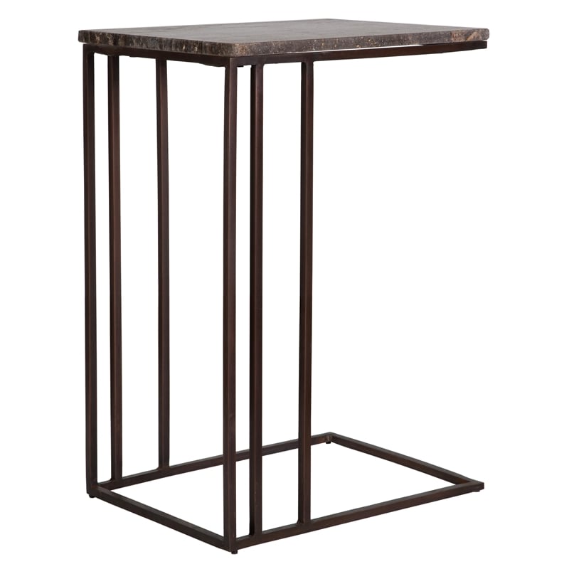 Uttermost Theodore Travertine Accent Table in Bronze