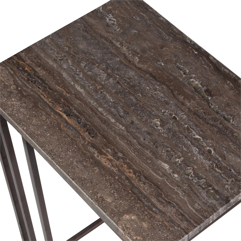 Uttermost Theodore Travertine Accent Table in Bronze