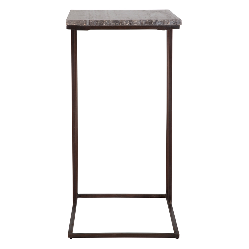 Uttermost Theodore Travertine Accent Table in Bronze