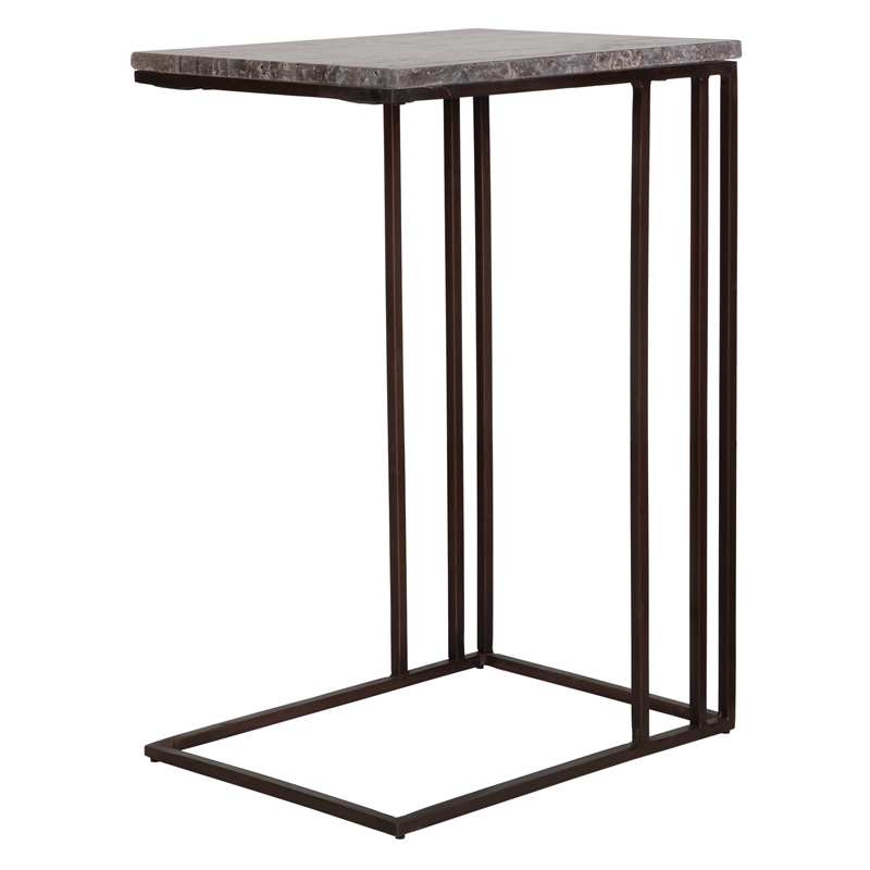 Uttermost Theodore Travertine Accent Table in Bronze