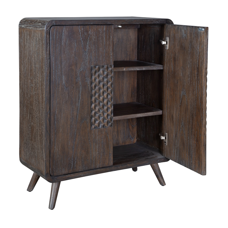 Uttermost Hausen 2 Door Mid-Century Cabinet in Dark Wood