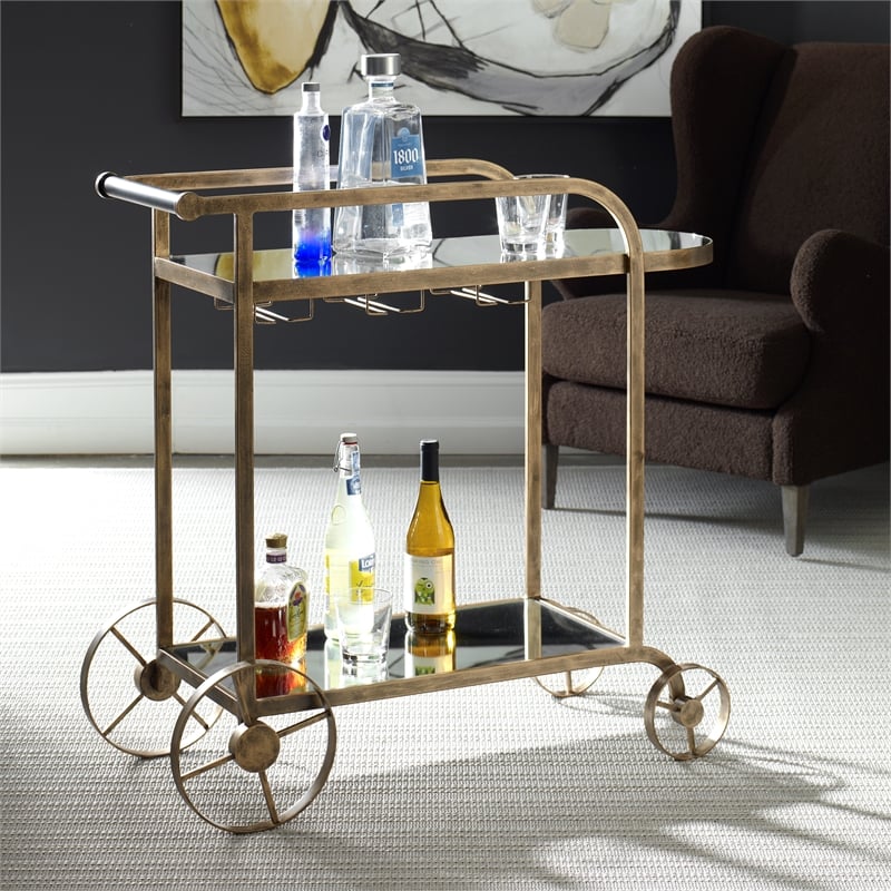 Uttermost Carrinho Antique Brass Bar Cart