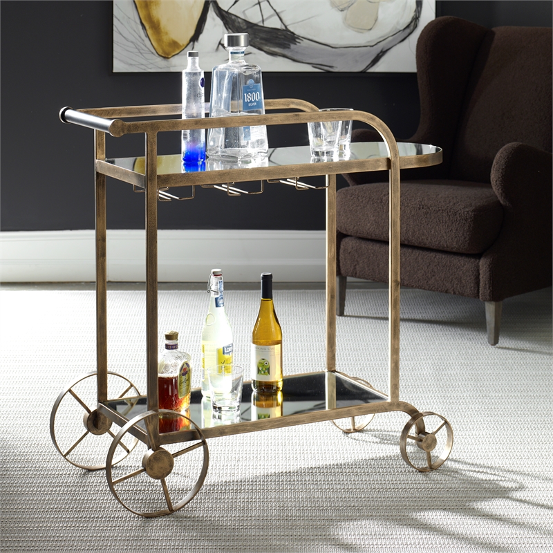 Uttermost Carrinho Antique Brass Bar Cart