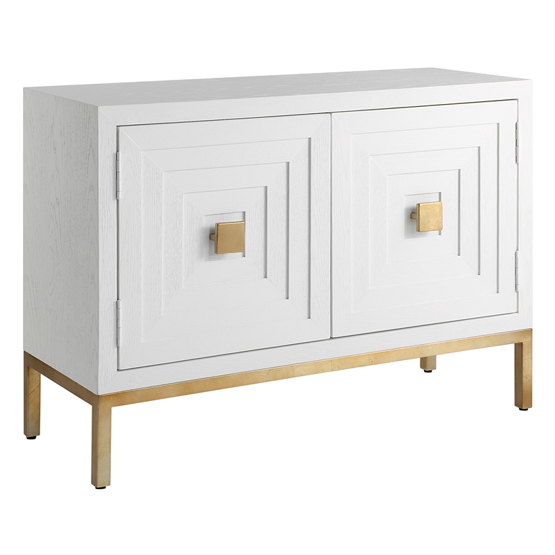 Uttermost Aiken Fir Wood 2-Doors Accent Cabinet in White Stain