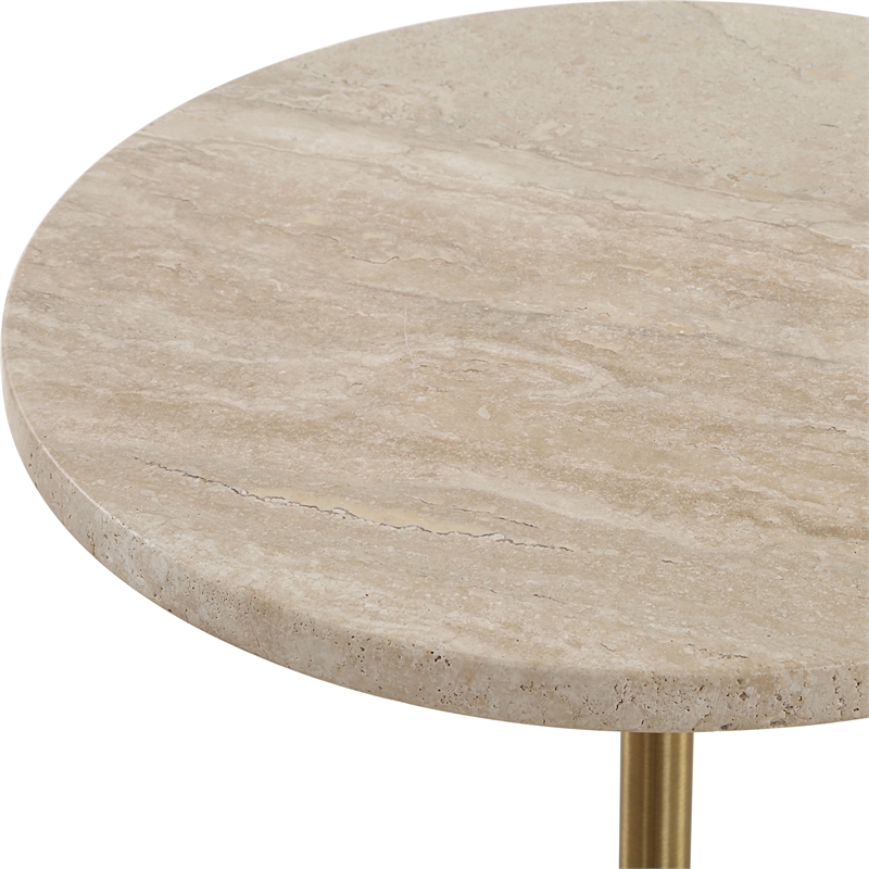Uttermost Malya Travertine Accent Table in Tan