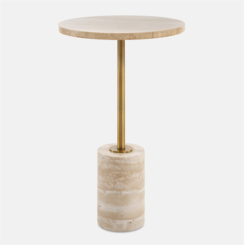 Uttermost Malya Travertine Accent Table in Tan