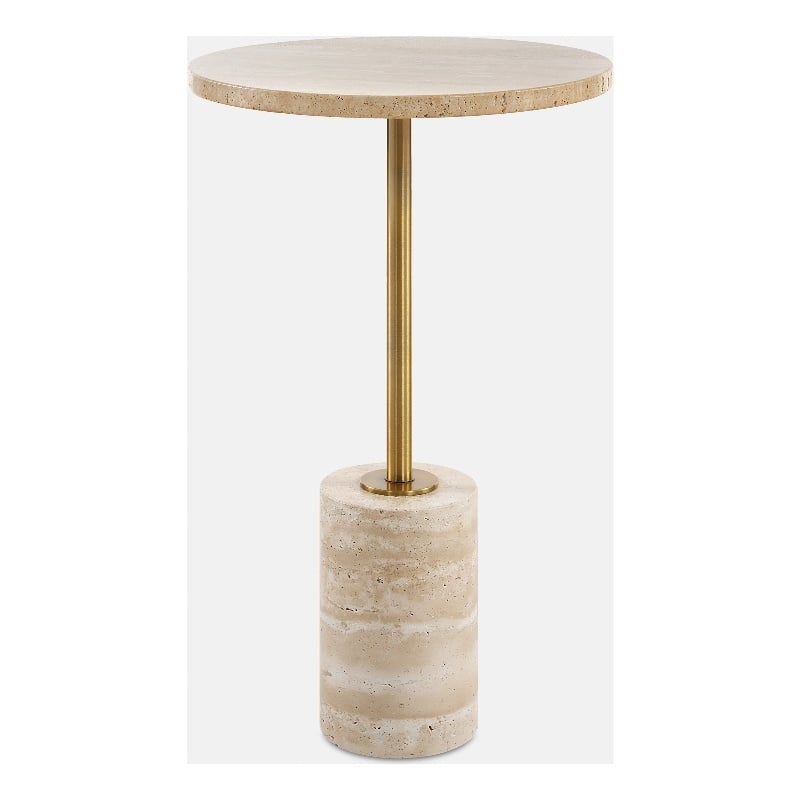 Uttermost Malya Travertine Accent Table in Tan