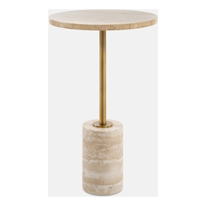 Uttermost Malya Travertine Accent Table in Tan