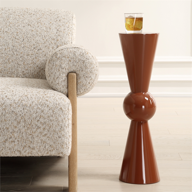 Uttermost Hepler Gloss Terracotta Drink Table in Brown