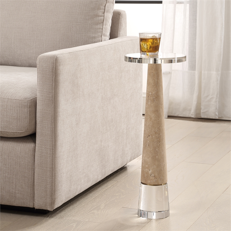 Uttermost Niari Travertine Drink Table in Brown