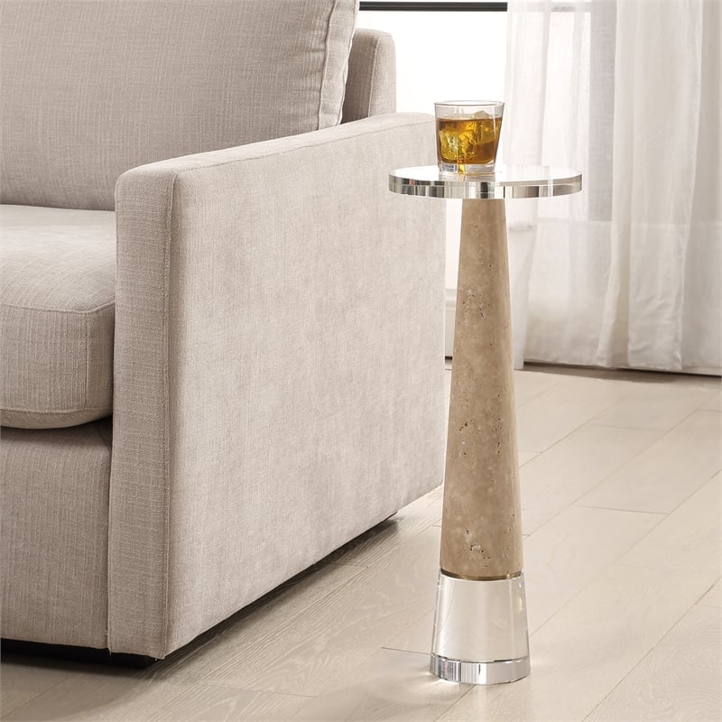 Uttermost Niari Travertine Drink Table in Brown