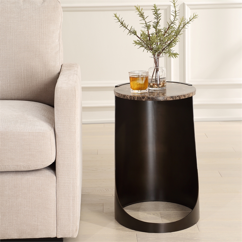 Uttermost Welling Modern Metal Side Table in Chocolate