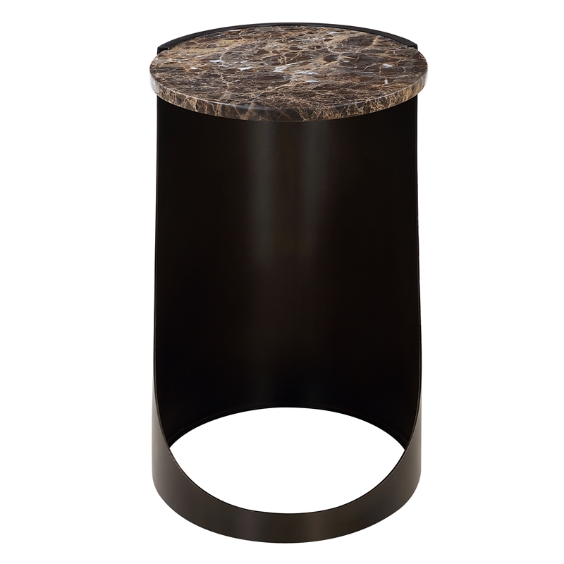 Uttermost Welling Modern Metal Side Table in Chocolate