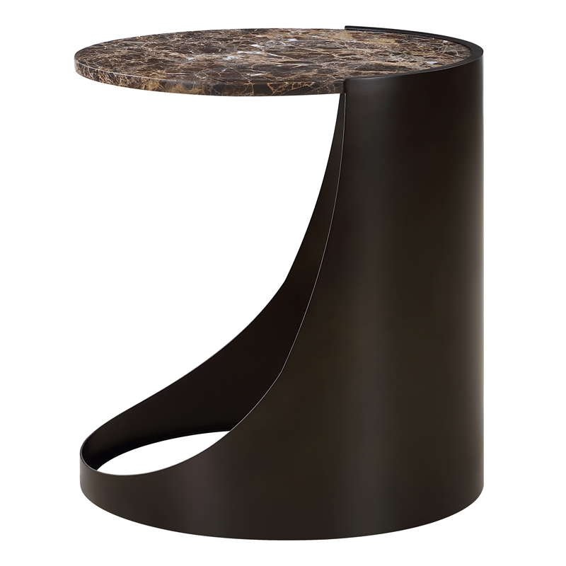 Uttermost Welling Modern Metal Side Table in Chocolate