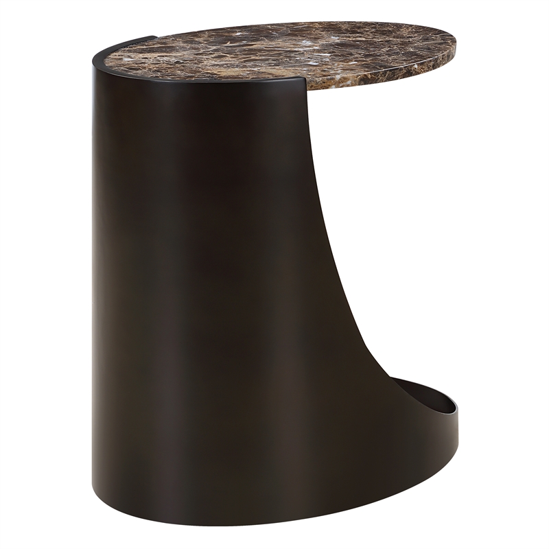 Uttermost Welling Modern Metal Side Table in Chocolate