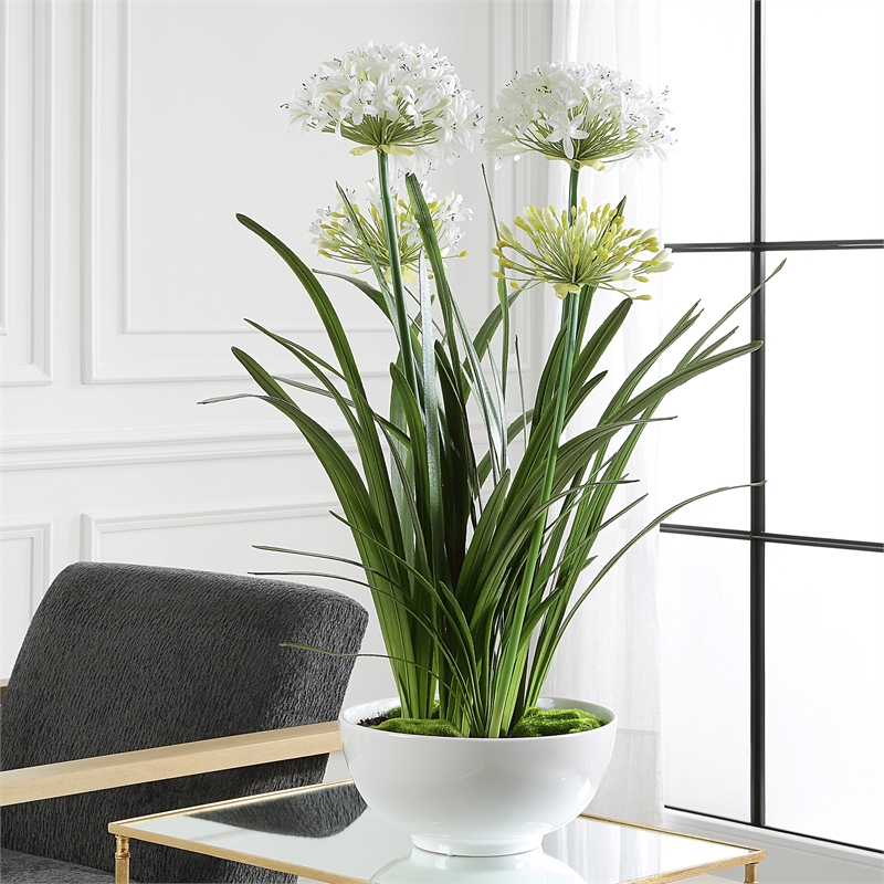 Uttermost Purity Agapanthus Centerpiece in Multi-Color