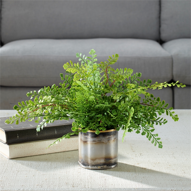 Uttermost Maidenhair Fern In Oxidized Container in Multi-Color