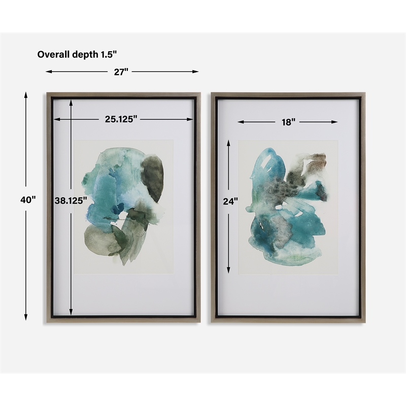 Uttermost Blueprints Watercolor Prints in Multi-Color (Set of 2)