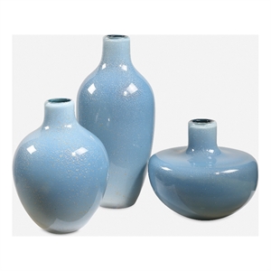 Uttermost Celestial Frost Blue Vases Set of 3