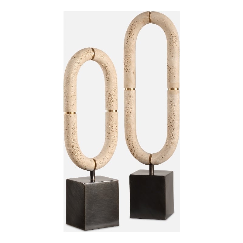 Uttermost Oval Sculptures Fusion in Ivory (Set of 2)