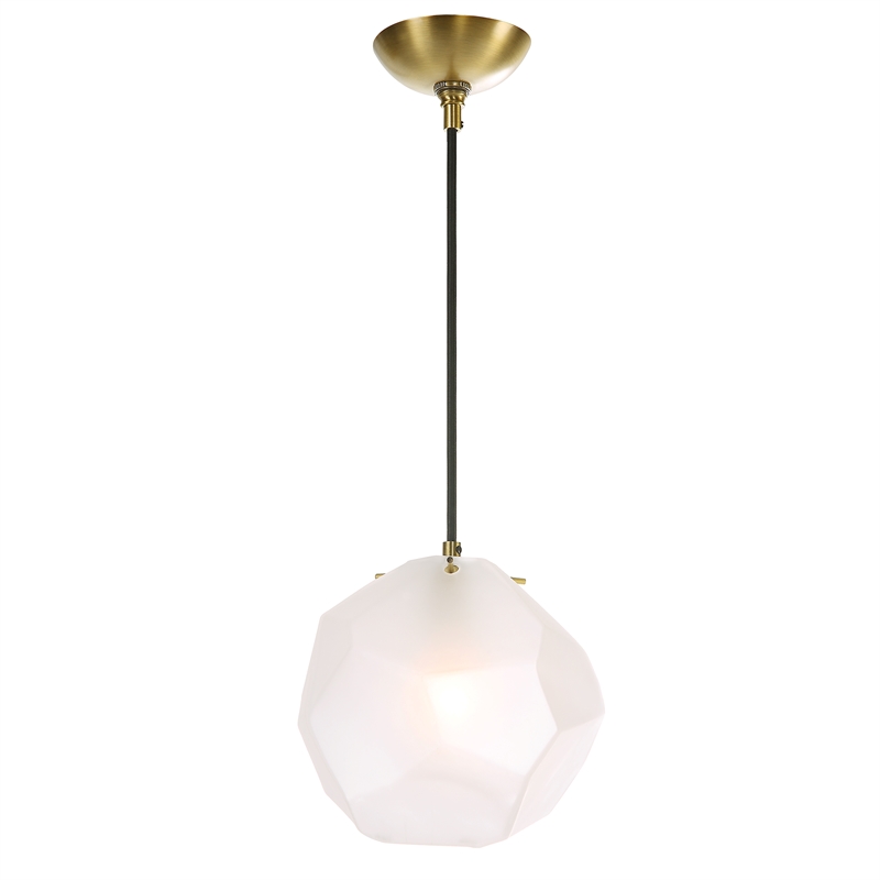 Uttermost Geodesic 1 Light Mini Pendant in Antique Brass