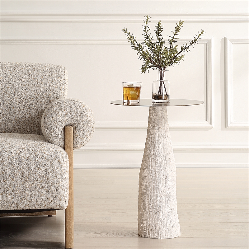 Uttermost Hollen White Stone Accent Table