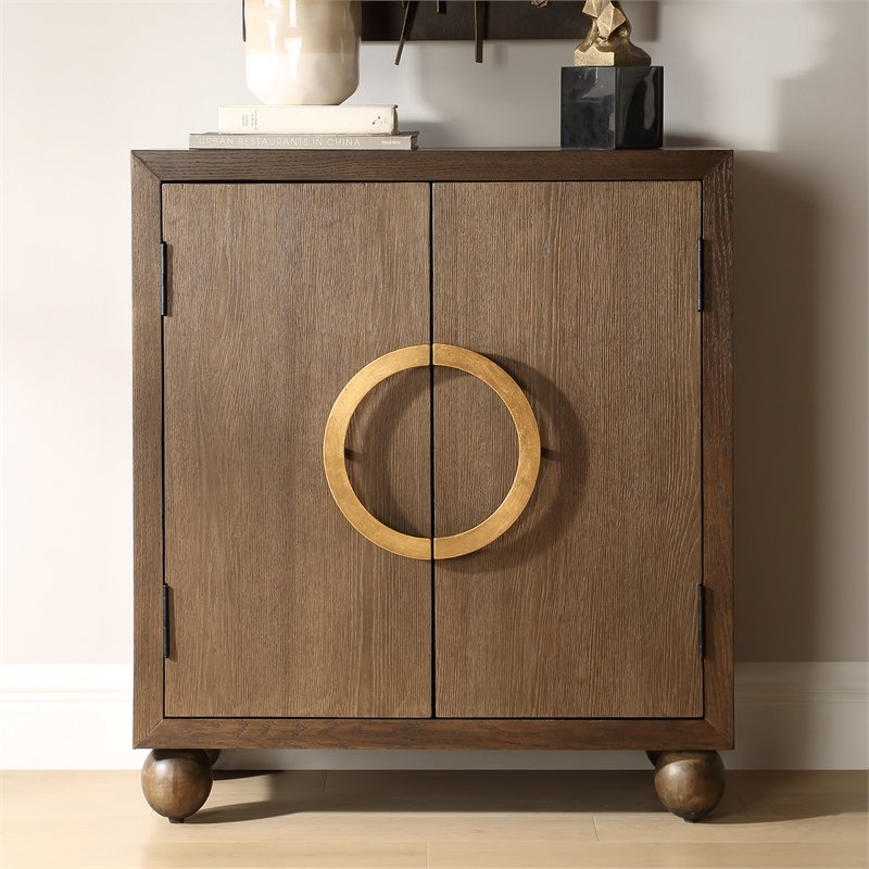 Uttermost Mayenne 2 Door Oak Wood Cabinet in Dark Oak