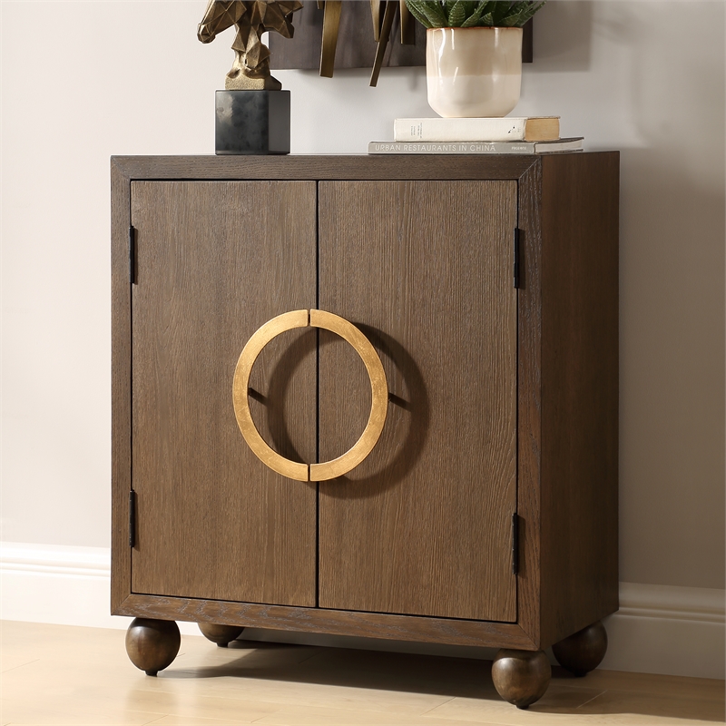 Uttermost Mayenne 2 Door Oak Wood Cabinet in Dark Oak
