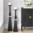 Uttermost Ebon Glow Floor Candleholders in Black (Set of 2)