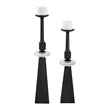 Uttermost Ebon Glow Floor Candleholders in Black (Set of 2)