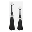 Uttermost Ebon Glow Floor Candleholders in Black (Set of 2)