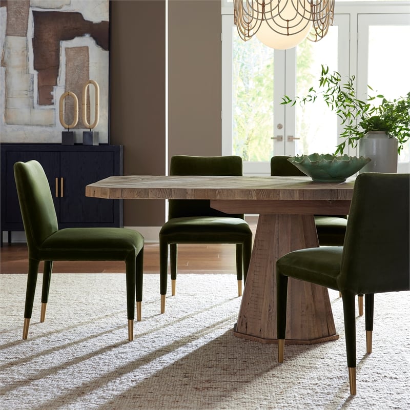 Uttermost Caledon Reclaimed Oak Wood Dining Table with Pedestal Base