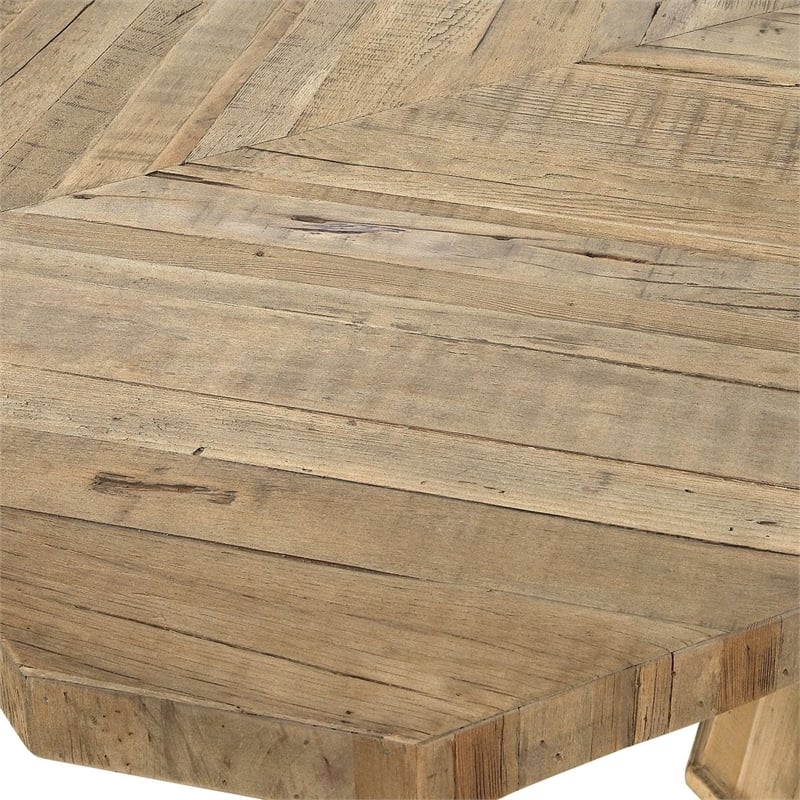Uttermost Caledon Reclaimed Oak Wood Dining Table with Pedestal Base