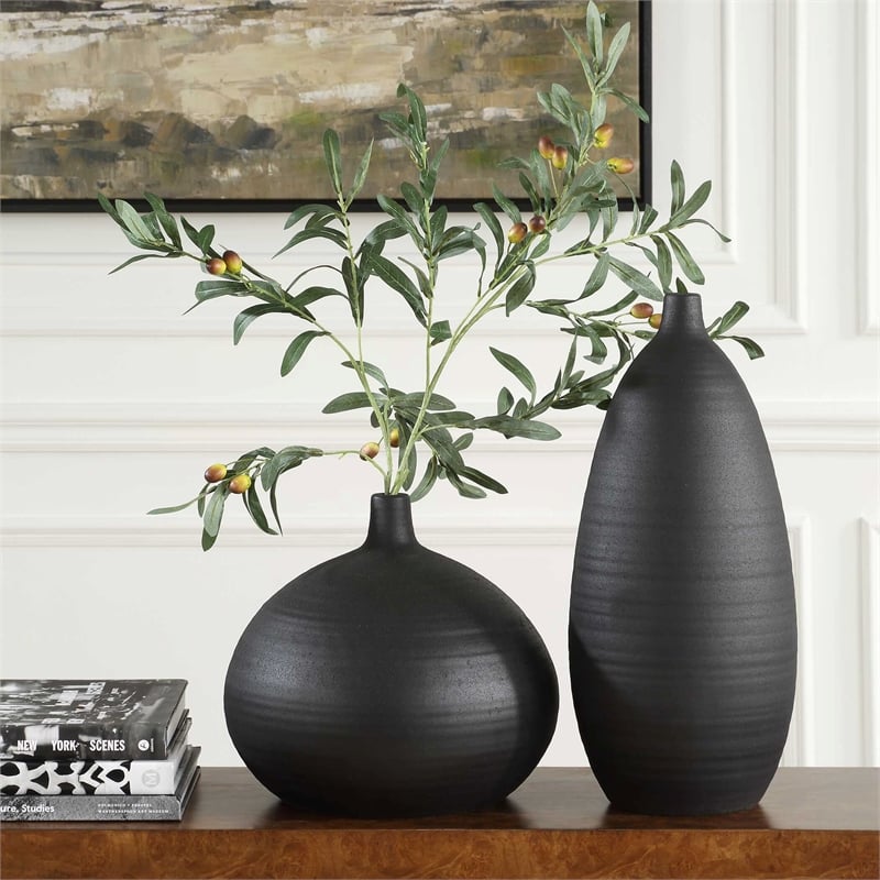 Uttermost Bower Black Vases (Set of 2)