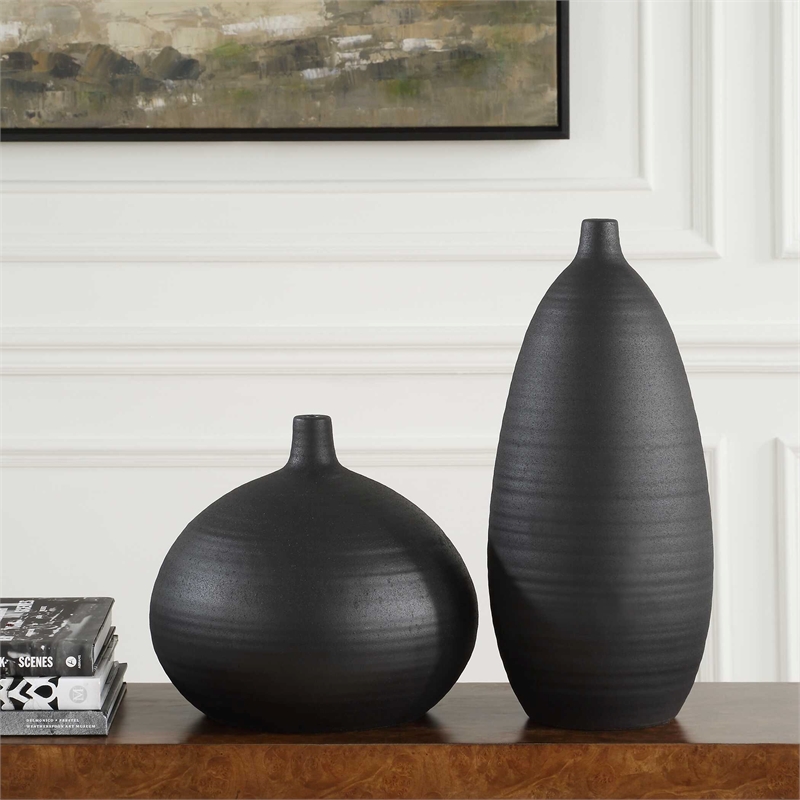 Uttermost Bower Black Vases (Set of 2)