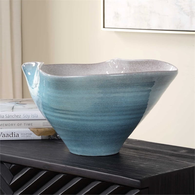 Uttermost Blue Crest Ceramic Bowl