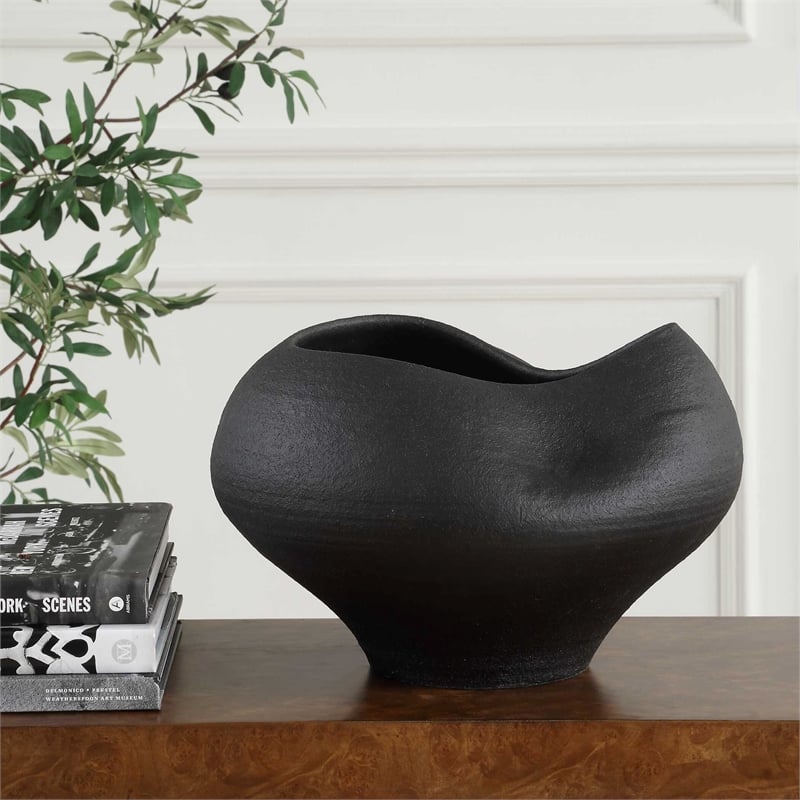 Uttermost Nocturne Textured Black Bowl