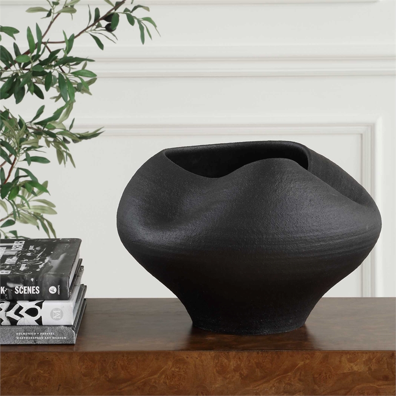Uttermost Nocturne Textured Black Bowl