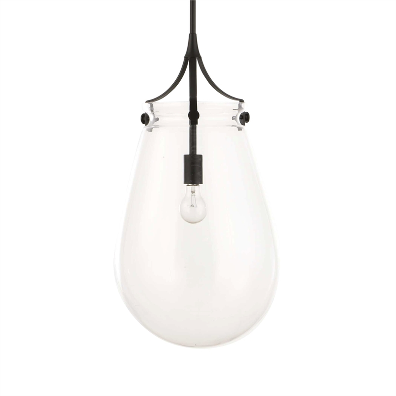 Uttermost Dewdrop 1 Light Glass Shade Pendant in Black