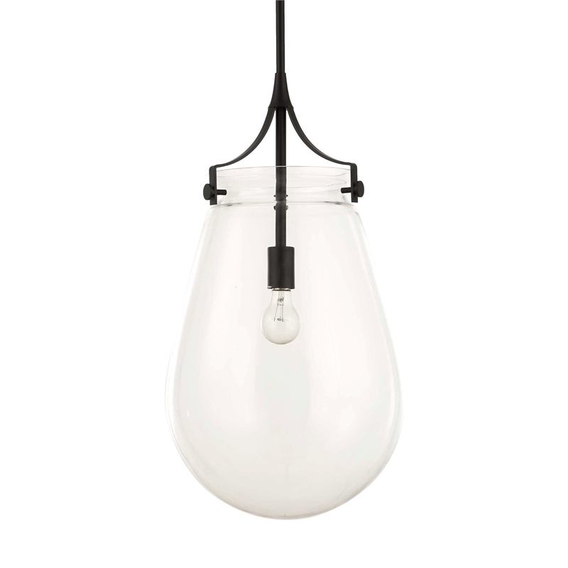 Uttermost Dewdrop 1 Light Glass Shade Pendant in Black