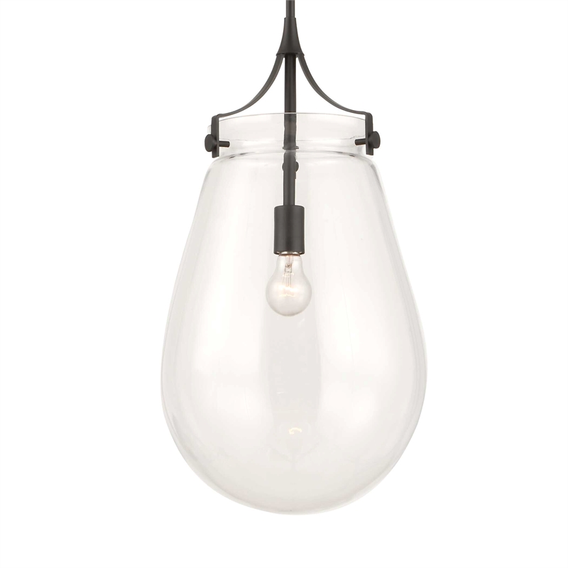 Uttermost Dewdrop 1 Light Glass Shade Pendant in Black